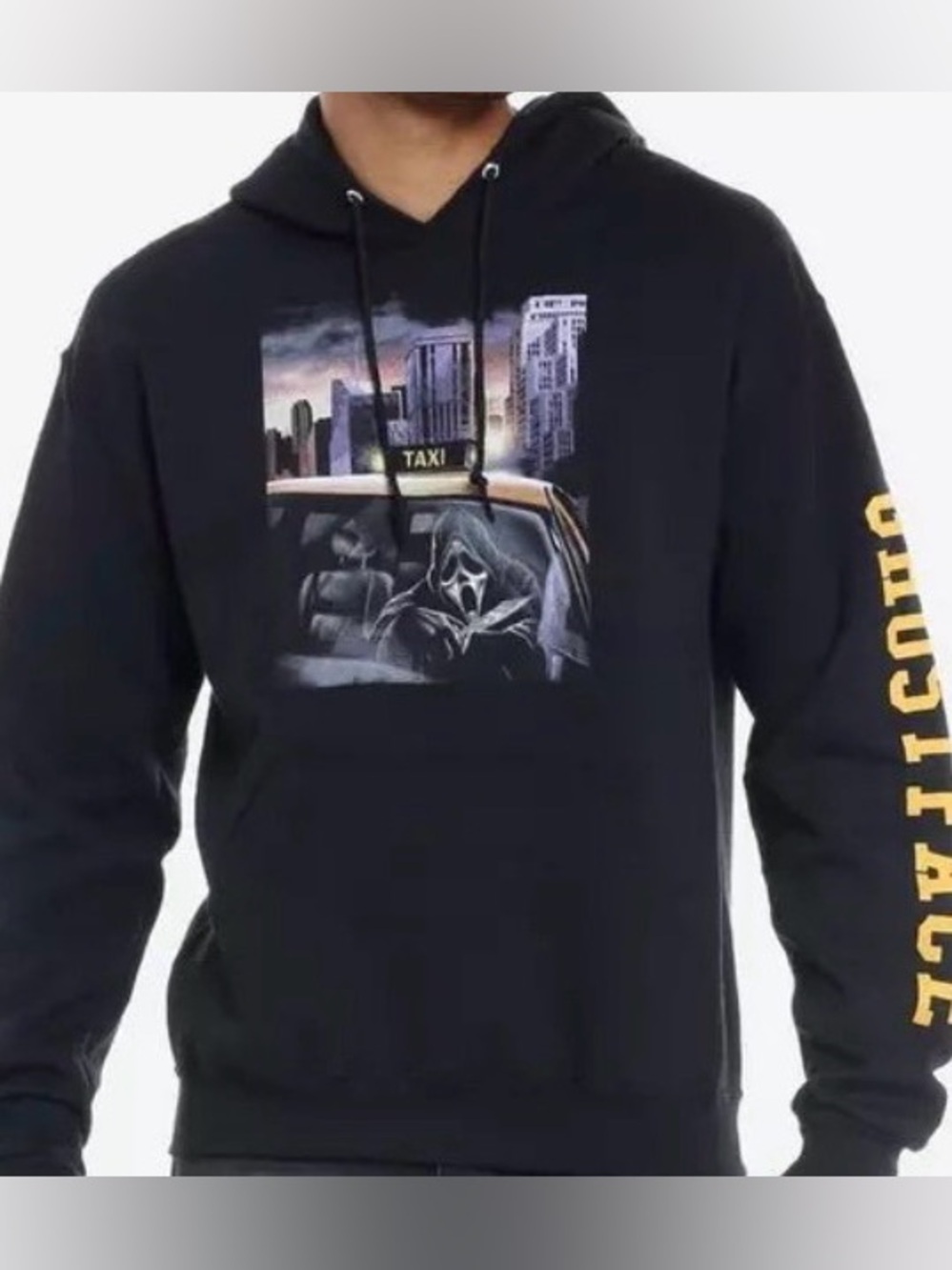 Scream Ghost Face Black Hot Topic Hoodie Taxi New York Large L Bioworld